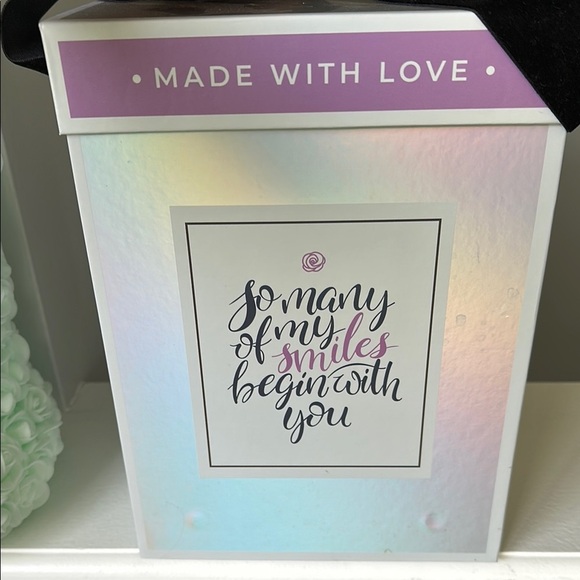 NIB Mint Green and White Always and Forever Rose Bear - Picture 2 of 4